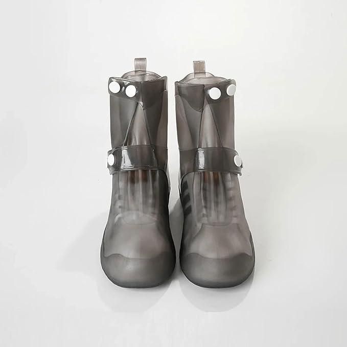 Waterproof Rain Shoe Covers with Secure Button Closure PREMIUM MATERIAL - Made of high elastic silicone material, 100% waterproof and durable.
