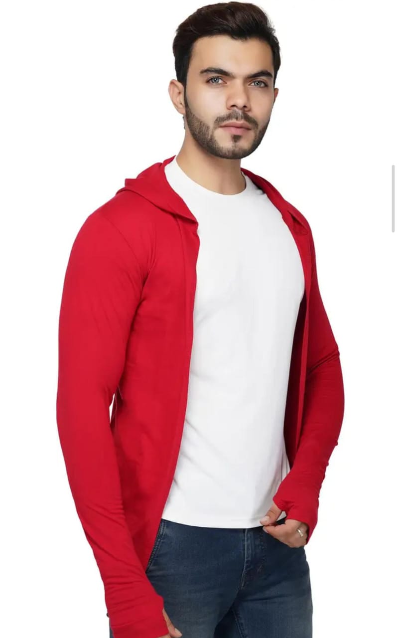 MEN's Hooded Thumbhole Open Long Cardigan Shrug Men's Stylish Solid COttonSquare neck collar FULL SLEEVES Cardigan/Shrug speshal for all types of men'ss Shirt